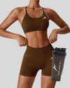 Essentials Seamless + Bra + Short  + Shaker - BROWN